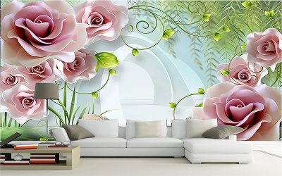 Tranh gạch 3d ốp tường hoa hồng - 722C