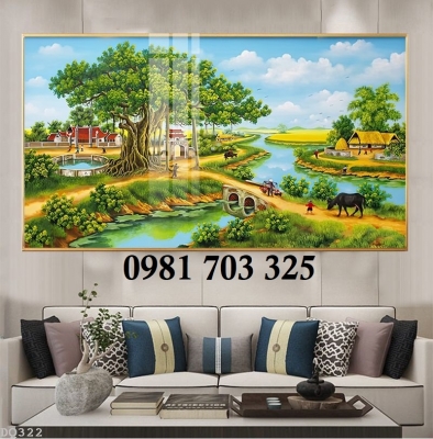 Tranh gạch phong cảnh đồng quê dán tường