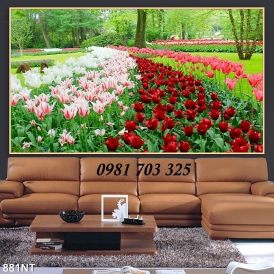 Tranh gạch 3d trang trí vườn hoa