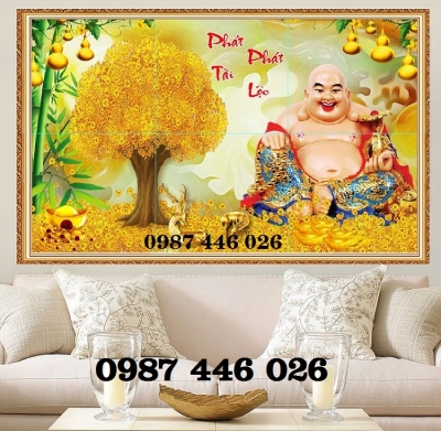 Tranh gạch men cây tiền lộc vàng HP9822