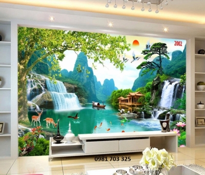 Gạch tranh đẹp thác nước