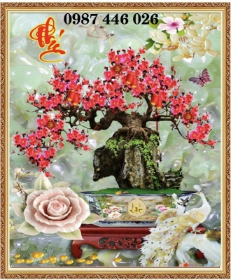 Tranh gạch men hoa đào HP695