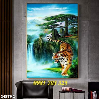 Tranh phong thủy 3D- gạch tranh con hổ