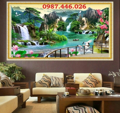 Tranh gạch men thác nước, gạch 3d HP62833