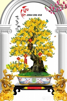 tranh cây mai vàng - tranh gạch 3d cây mai vàng - SHG65