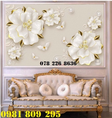 Tranh gạch 3d hoa dán tường