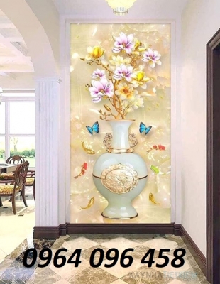 Tranh bình hoa 3d - tranh gạch bình hoa 3d - 655XL