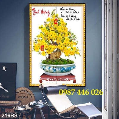 Gach tranh mai vàng 3d HP9283