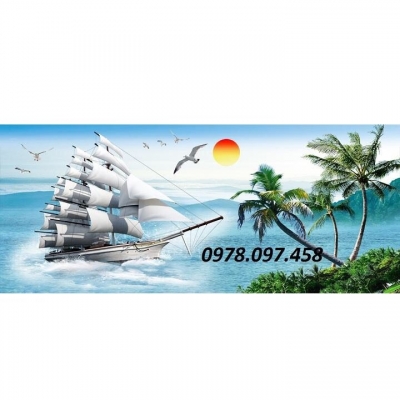 Tranh thuyền buồm- tranh gạch 3D