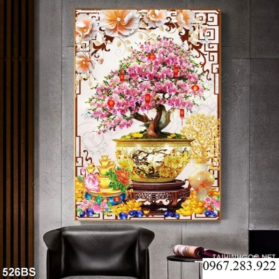 Tranh 3D- Tranh hoa đào