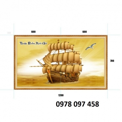 Tranh gạch men thuyền buồm vàng