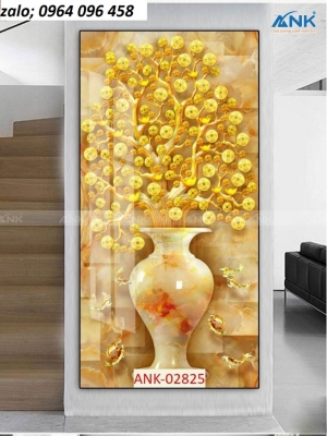 Tranh gạch 3d cây tiền vàng - KHF36