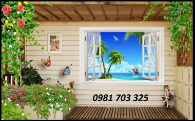 tranh gạch 3D ốp tường phòng khách