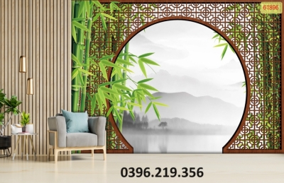 Tranh gạch 3D hình tre trúc đẹp