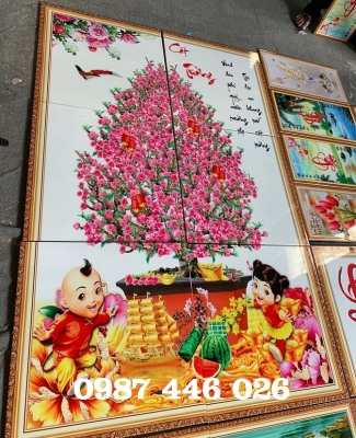 Tranh gạch men hoa đào HP983