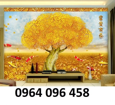 Tranh 3d cây kim tiền tranh gạch 3d ốp tường - 9009M