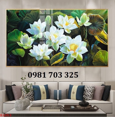 Tranh gạch hoa sen cao cấp trang trí tường
