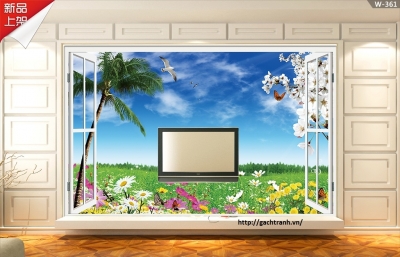 Tranh gạch ốp tường cửa sổ 3d - JSX433