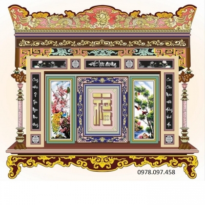 Phòng thờ - tranh gạch câu đối