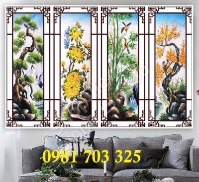 tranh gạch 3d tứ quý
