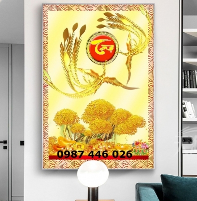 Tranh 3d gạch tranh mai vàng HP07622