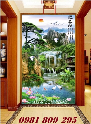 Tranh gạch , gạch ốp tường thác nước