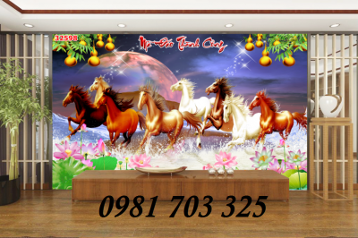 Tranh ngựa 3D- gạch men 3D phong thủy ốp tường