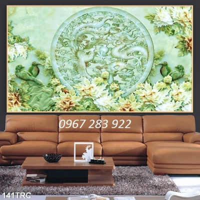 Gạch tranh phong thủy rồng vàng 3d- Tranh phòng thờ