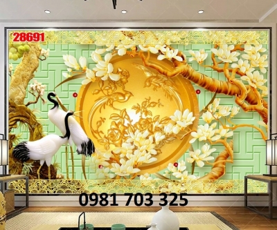 Tranh gạch 3D chim hạc- gạch tranh trang trí