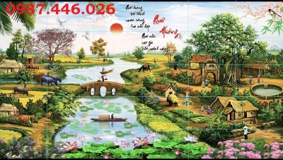Gạch tranh phong cảnh làng quê