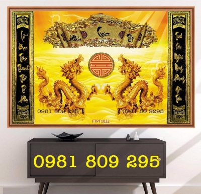 Gạch tranh phòng thờ rồng vàng