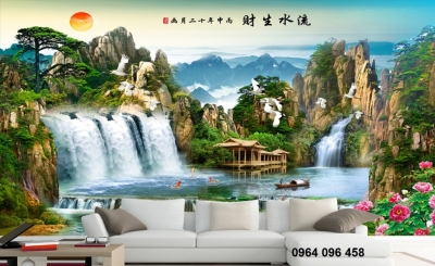 gạch tranh 3d phong cảnh sông nước - 65AB