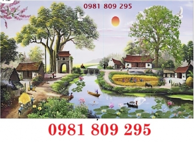 Gạch tranh 3d Làng quê Việt nam