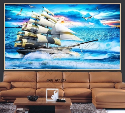 Gạch tranh thuận buồm xuôi gió- gạch 3D