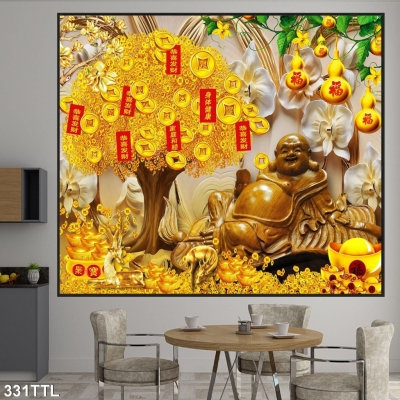 Tranh gạch kim tiền tài lộc 3D