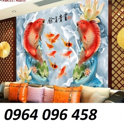 Tranh 3d cá chép - tranh gạch 3d cá chép - VCC55