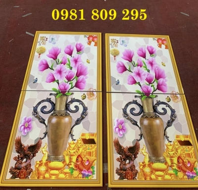 Gạch tranh khổ dọc 3d bình hoa HQ9491