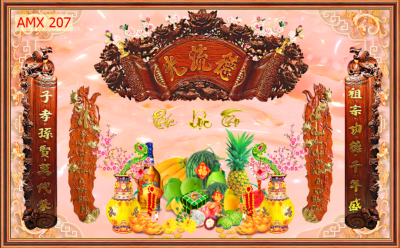Tranh câu đối phòng thờ - tranh gạch men