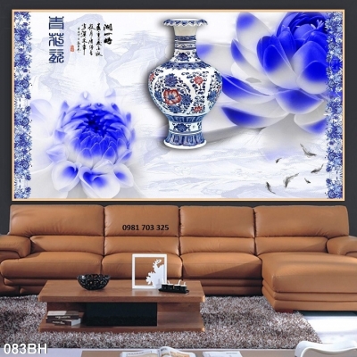 Tranh 3D bình hoa- gạch tranh 3D