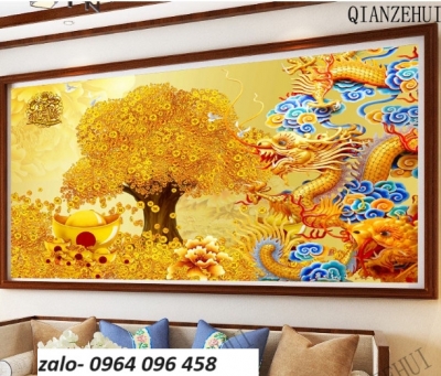 Tranh gạch 3d cây tiền vàng