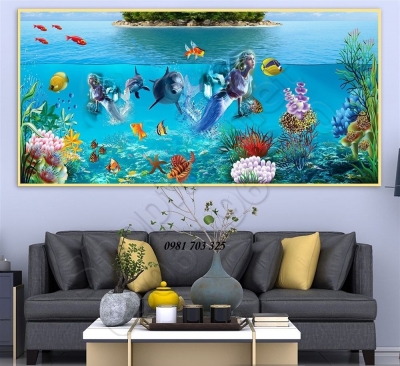 tranh gạch men 3D cá heo