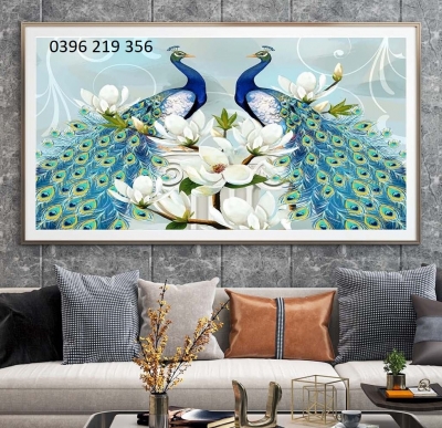 Tranh gạch men trang trí tường Chim Công
