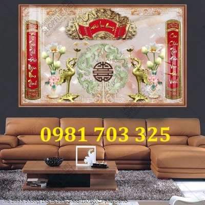Tranh gạch 3D trang trí phòng thờ đẹp