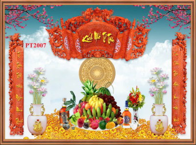 Gạch tranh dán tường phòng thờ