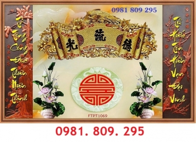 Tranh 3d phòng thờ , tranh gạch men chữ phúc