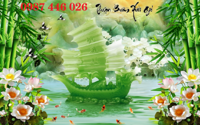 Gạch ốp tường tranh thuyền buồm 3d phòng khách HP9727