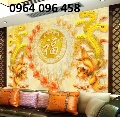 Tranh gạch 3d rồng phượng - N999