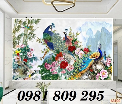 tranh gạch men - tranh 3d chim công