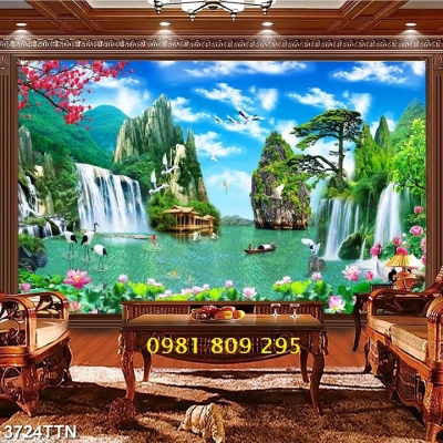 Tranh gạch men thác nước trang trí hp65636
