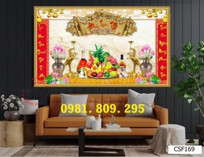 Gạch tranh ốp tường phòng thờ chữ phúc